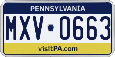 PA license plate MXV0663