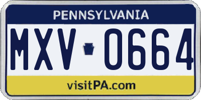 PA license plate MXV0664
