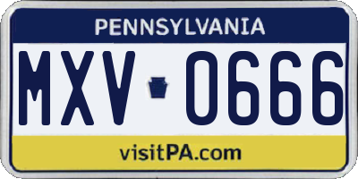 PA license plate MXV0666