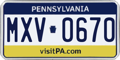 PA license plate MXV0670