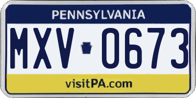 PA license plate MXV0673