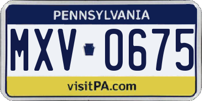 PA license plate MXV0675