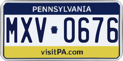 PA license plate MXV0676