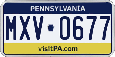 PA license plate MXV0677