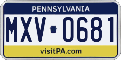 PA license plate MXV0681