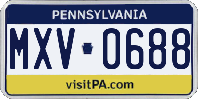 PA license plate MXV0688
