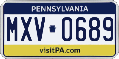 PA license plate MXV0689