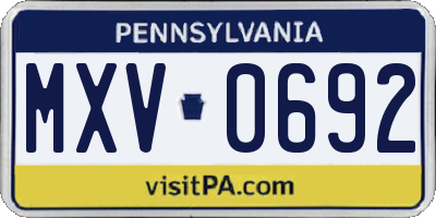 PA license plate MXV0692