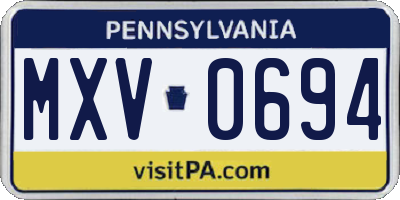 PA license plate MXV0694