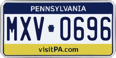 PA license plate MXV0696