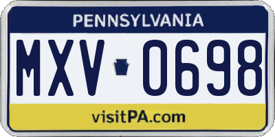 PA license plate MXV0698