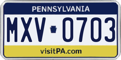 PA license plate MXV0703