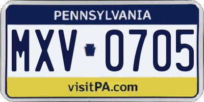 PA license plate MXV0705
