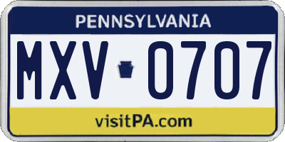 PA license plate MXV0707