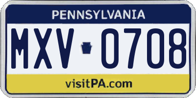 PA license plate MXV0708