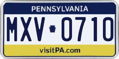 PA license plate MXV0710