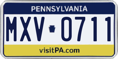 PA license plate MXV0711