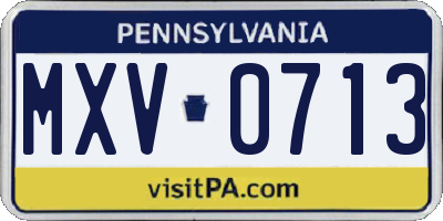 PA license plate MXV0713