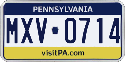 PA license plate MXV0714