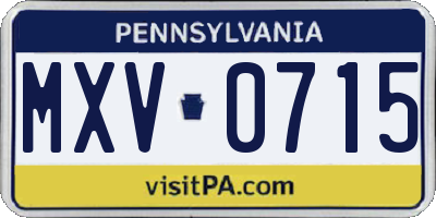 PA license plate MXV0715