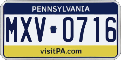 PA license plate MXV0716
