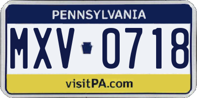 PA license plate MXV0718