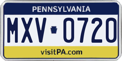 PA license plate MXV0720