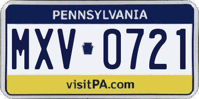 PA license plate MXV0721