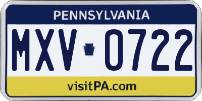 PA license plate MXV0722