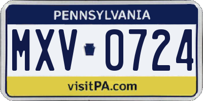 PA license plate MXV0724