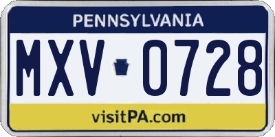 PA license plate MXV0728