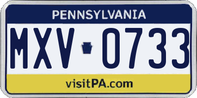 PA license plate MXV0733
