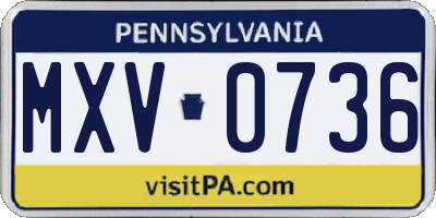 PA license plate MXV0736