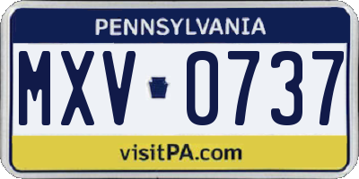 PA license plate MXV0737