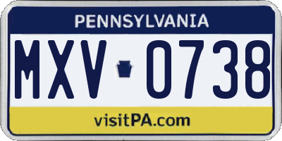 PA license plate MXV0738