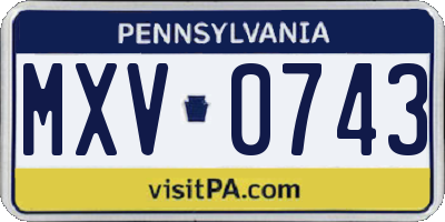PA license plate MXV0743