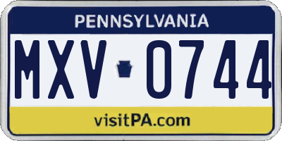 PA license plate MXV0744