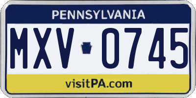 PA license plate MXV0745