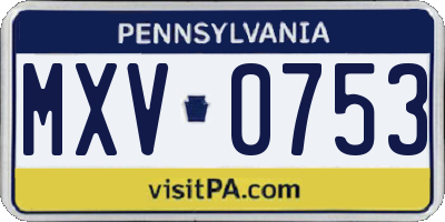 PA license plate MXV0753
