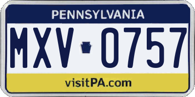 PA license plate MXV0757