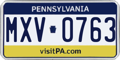 PA license plate MXV0763