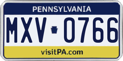 PA license plate MXV0766