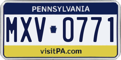 PA license plate MXV0771