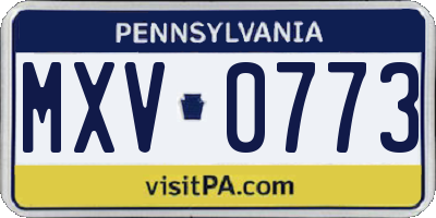 PA license plate MXV0773