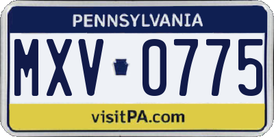 PA license plate MXV0775