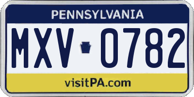 PA license plate MXV0782