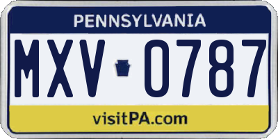 PA license plate MXV0787