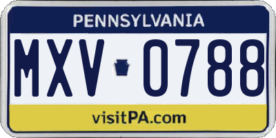 PA license plate MXV0788