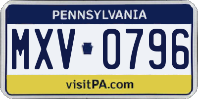 PA license plate MXV0796