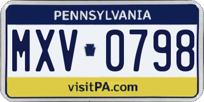 PA license plate MXV0798